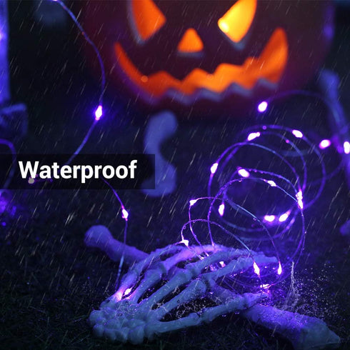 19.47ft 60 8 BrizLabs Purple Halloween Lights, LED Battery Halloween Lights, Modes Purple Fairy String Light