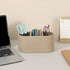 hidyuuoo 3 8.7x 3.7 3.9 Inches Desk Organizer with Pen Holder, Nightstand Organizer, and Remote Holder, Beige Roman