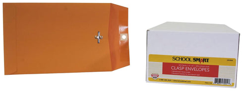 School Smart Kraft Envelopes with Clasp, 6 x 9 Inches, Pack of 100