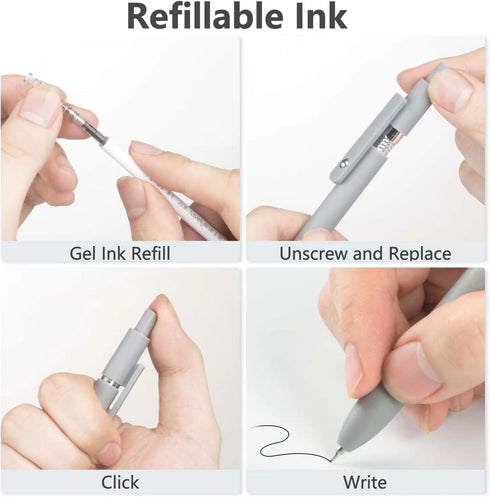 MIUTME 6Pcs Gel Pens, Retractable Quick Dry Ink, Fine Point Premium Smooth Writing, Aesthetic Pens
