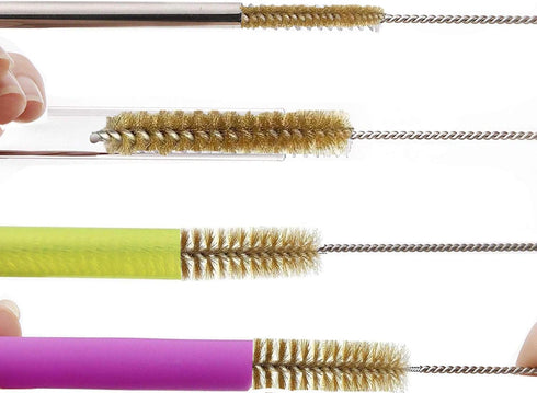 7pcs Brass Wire Tube Brush Set, 11-Inch Long Brushes for Deep Cleaning Metal, Pipes, Bottles, Gold