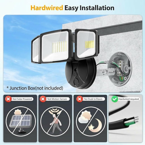 75W 7000LM 3 IP65 6500K Onforu Flood Lights Outdoor, Brightness Security Lights Switch Controlled, Adjustable Heads