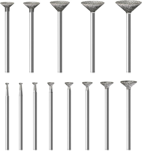 Stone Carving Set Diamond Burr Bits, 13PCS Polishing Kits Rotary Tools Accessories for Carving, Engraving, Grinding