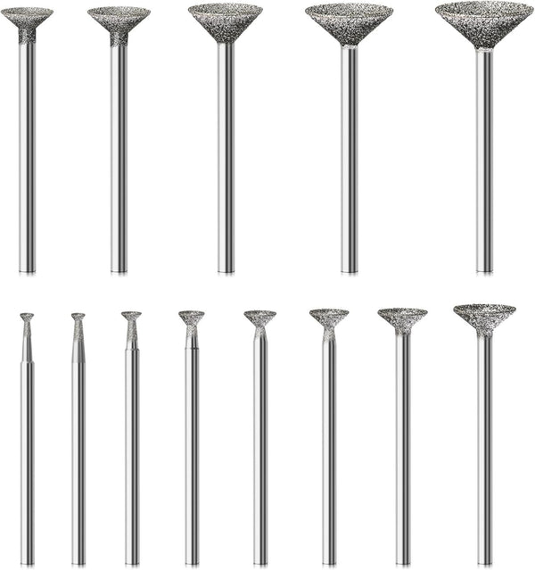 Stone Carving Set Diamond Burr Bits, 13PCS Polishing Kits Rotary Tools Accessories for Carving, Engraving, Grinding