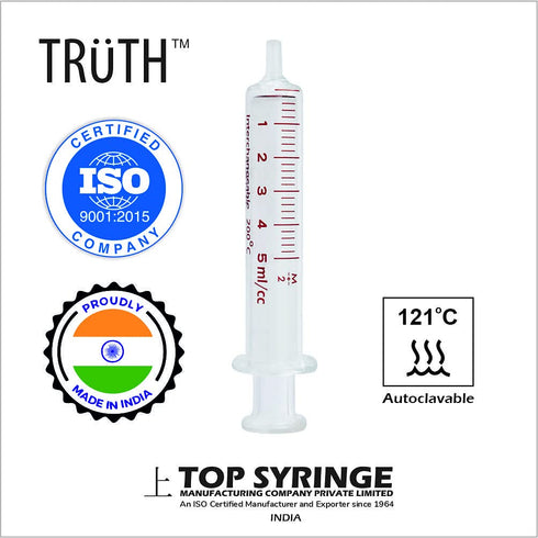 Truth Laboratory Glass Syringe, 5ml Glass Tip (01-08-01-05)