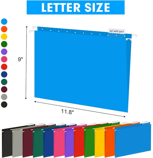 HERKKA Hanging File Folders, 60 Pack Reinforced Letter Size Hanging Folders with Heavy Duty Expansion, 12 Assorted