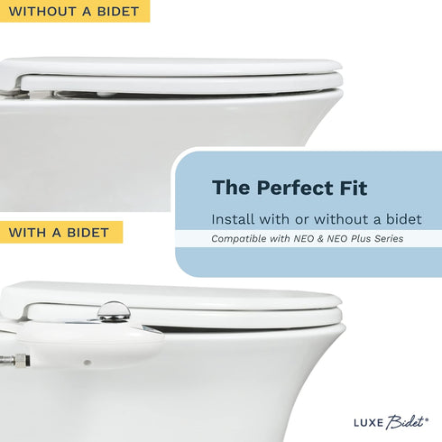TS1008E LUXE Elongated Comfort Fit Toilet Seat with Slow Close, Quick Release Hinges, and Non-Slip Bumpers (White)