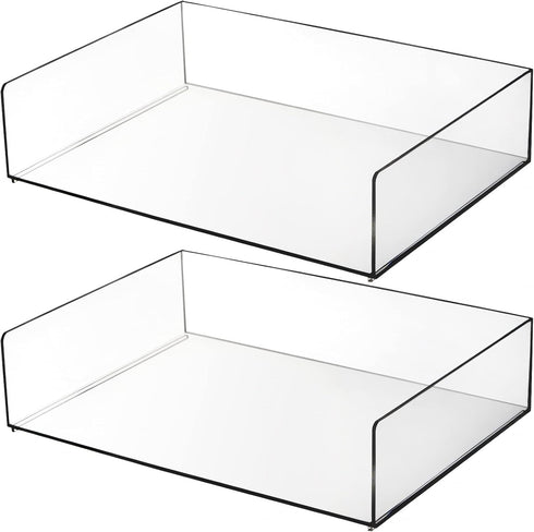 Elsjoy Set of 2 Clear Acrylic Letter Tray, 2-Tier Stackable Paper Organizer for Documents, Books, Office, School