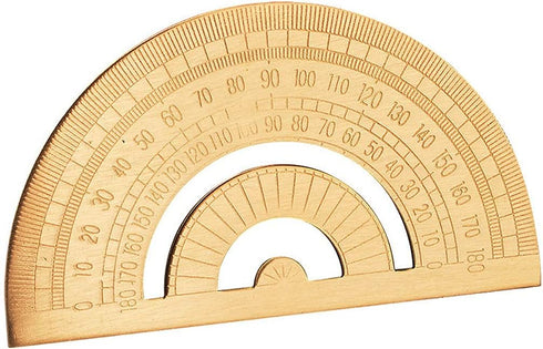 1 Piece Gold Brass Retro Semicircle Protractor, Copper Ruler Angle Measure Tool for Math Gift