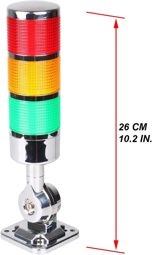 110V to 220V LED Stack Tower Lights, Industrial Warning Andon Signal Tower Indicator Lamp, 3 Layer