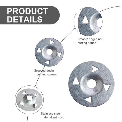300 Pcs Metal Washers 1-1/8 Inch for Foam Board Fasteners Installation, Insulation Board Hardware Fixing