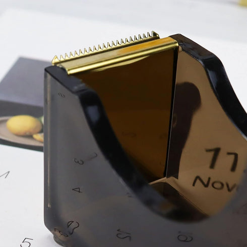 MultiBey Black & Gold Tape Dispenser, Stylish Acrylic Desk Holder for 1'' Core Tape, Office Supplies