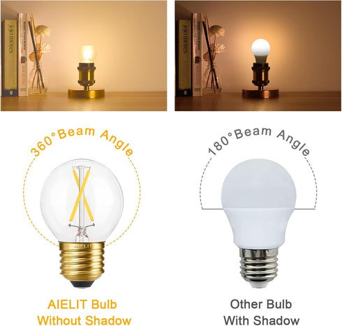 Dimmable E26 Bulb, 2W(25-Watt 3000K, A15/A50 E26 Bulbs 3-Pack Globe LED Equivalent), Soft White Golden Base Edison LED
