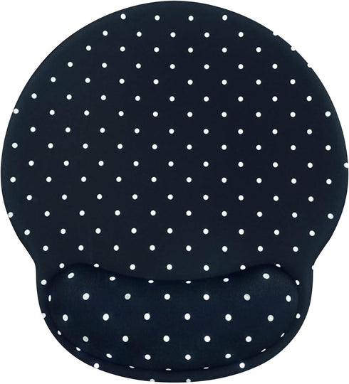 Seorsok Cute White Polka Dot Mouse Pad with Gel Wrist Support Mouse Pad,Ergonomic