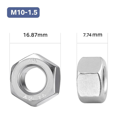 BNUOK 20 Pack M10-1.5 304 (18-8) M10 Hex Nuts, Stainless Steel Hex Nut, Nuts Standard Metric Coarse Thread Hex Machine