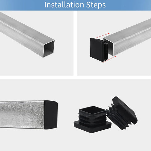 WZB 1 Pack 1x1 Square Tube End Cap Plastic Plugs, 12 Pack, 1x1 Inch Square Tubing Plug, Fence Post Pipe Cap Cover