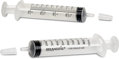 BRANDZIG 10ml (100 Pack) Oral Syringe With Cap | Oral Dispenser Without Needle, Luer Slip Tip | Individually Wrapped