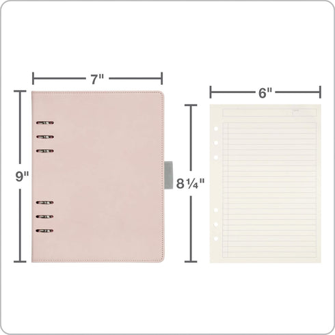 Oxford 6-Ring Professional Notebook, 7 x 9 Inch, Refillable Writing Journal, Ivory Paper, 100 Sheets, Blush Pink Faux