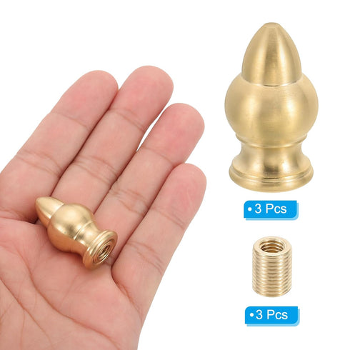 PATIKIL 17.5 31mm 3 Set x Lamp Finials Caps Knob, Solid Brass Lamp Shade Top Decoration Screw Cap Nuts with Brass