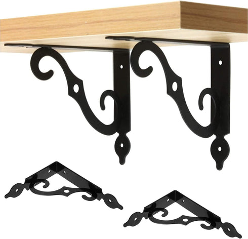 Luomorgo 4 5.4 Inch, Pcs L Bracket Decorative Shelf Brackets, Wall Mounted L Shape Floating Shelf Bracket Heavy Duty