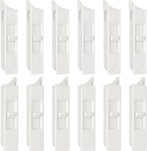 Tilt Latch Pairs, White Plastic Snap-In Latch for Sliding Windows, 12 Pieces