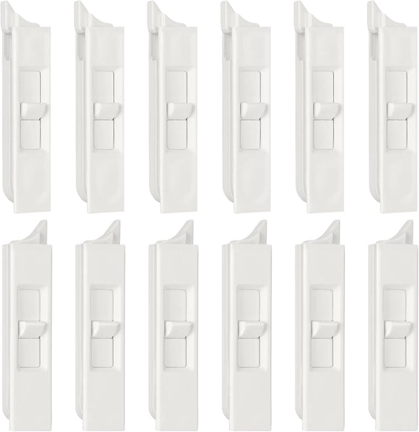 Tilt Latch Pairs, White Plastic Snap-In Latch for Sliding Windows, 12 Pieces