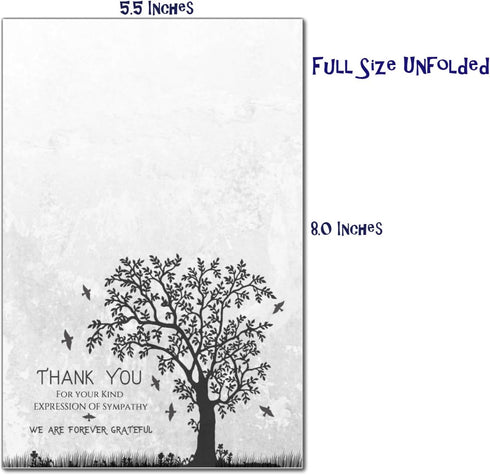Elcer (40 Pack) Funeral thank you cards with envelopes Celebration of life Floral Tree acknowledgment memorial Sympathy