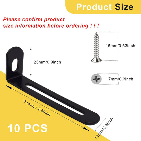 Generic 10 2.8"x1"x0.6" 90 Pcs Adjustable Corner Bracket, Metal Slotted L Brackets Heavy Duty Degree Right Angle