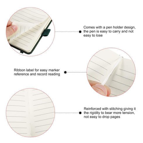 PATIKIL A7 Pocket Notebook, 2 Pack, 100 Sheets, 80 GSM Thick Lined Paper, Dark Green Mini Memo Pads