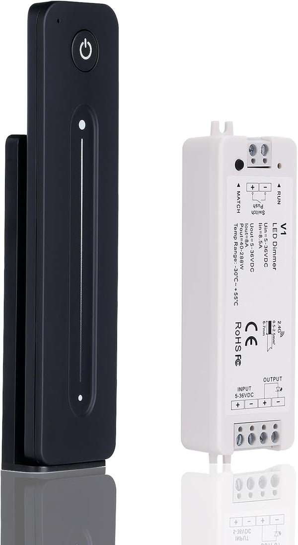 JOYLIT LED Dimmer Switch with Remote, DC 5V-36V 8A Magnetic Wall-Mounted RF