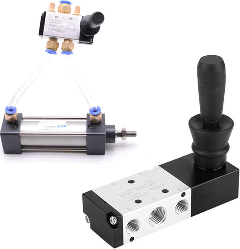 Pneumatic Manual Control Valve 5 Port 3 Position Hand Lever Valve, 0~0.8Mpa, Compact Size, Good Sealing Performance