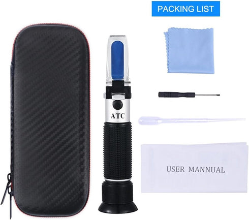 VGVGV 4 1 Brix Refractometer, Hand Held Tester Tool in Engine Fluid Glycol Antifreeze Freezing Point Car Battery