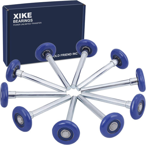 XiKe 10 Pack Blue 2" Nylon Garage Door Roller with 4" Stem, Quiet and Durable, High Load
