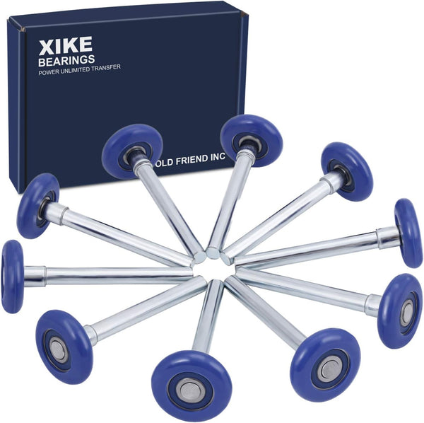 XiKe 10 Pack Blue 2" Nylon Garage Door Roller with 4" Stem, Quiet and Durable, High Load