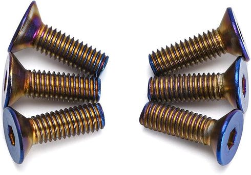 6pcs Steering Wheel Screw Bolts Taper M5×0.8 Length 15mm, Burnt Titanium Finish Flat Head