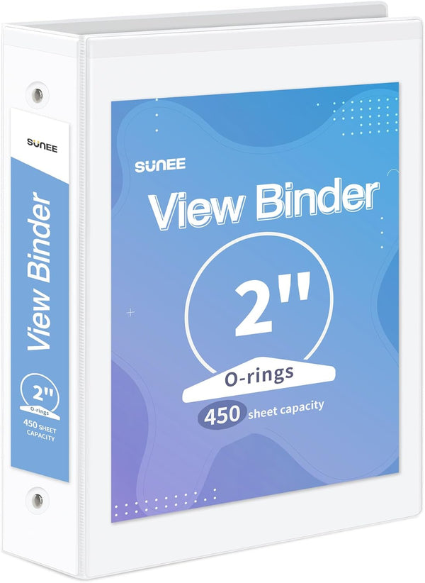 SUNEE 3 Ring Binder, 2 Inch, Clear View Binder, PVC-Free, for School or Office Supplies