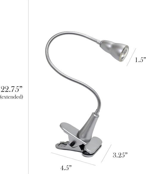 LD2015-SLV 1W Simple Designs LED Gooseneck Clip Light Desk Lamp