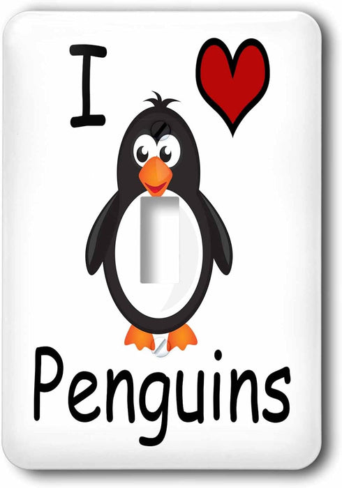 3dRose Light Switch Cover, I Love Penguins (lsp_123042_1)