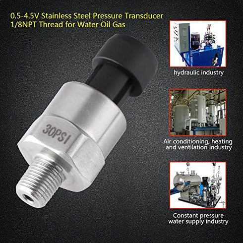 Pressure Transducer Sender Sensor, Pack of 2, 1/8NPT Thread Stainless Steel for Oil Fuel Air Water (500PSI)