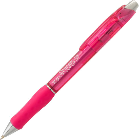Pentel RSVP Super RT Ballpoint Pen - 0.7mm Fine Line - Pink Ink - Pack of 12