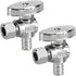 2 Pack Stop Valves, 1/4 Turn Angle Stop Valves, 3/8" OD Compression 1/2" PEX Chrome Plated Brass
