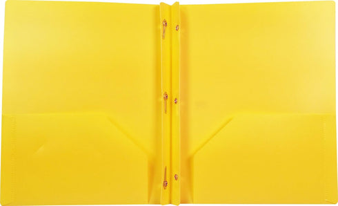 Lion 2-Pocket Plastic Folder with Fasteners, 4 Pack, Yellow (92310-YW-4P) by LION