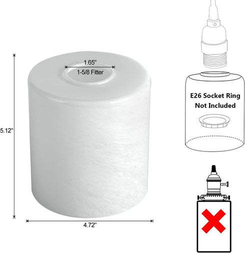 HGHYjrxfkl 1 Pack 1-5/8-inch Alabaster White Glass Lamp Shade, Cylinder Glass Lamp Shade Replacement with Fitter
