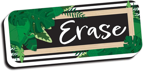 Magnetic Whiteboard Eraser by Ashley Productions, Boho Style Leaves with Border, 2" x 5"