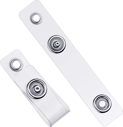 Clear ID Badge Holder Strap, Plastic Badge Strap with Snap and Eyelet Vinyl Clips for Card Holder (50 Pieces)