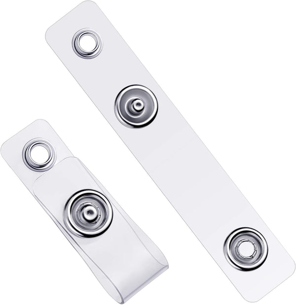 Clear ID Badge Holder Strap, Plastic Badge Strap with Snap and Eyelet Vinyl Clips for Card Holder (50 Pieces)