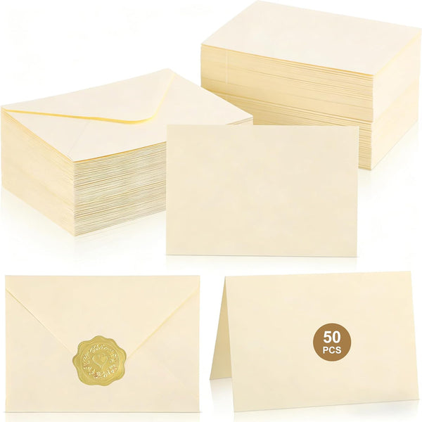 ZIOHRPA 50 Pack Cream Blank Cards and Envelopes 4x6 inch, Cards and Envelopes,
