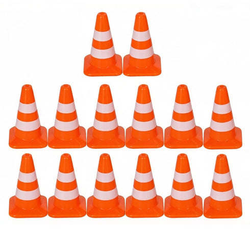 Essivox 14Pcs Mini Traffic Cone Set, Construction Safety Barriers, Road Block Cones, Model