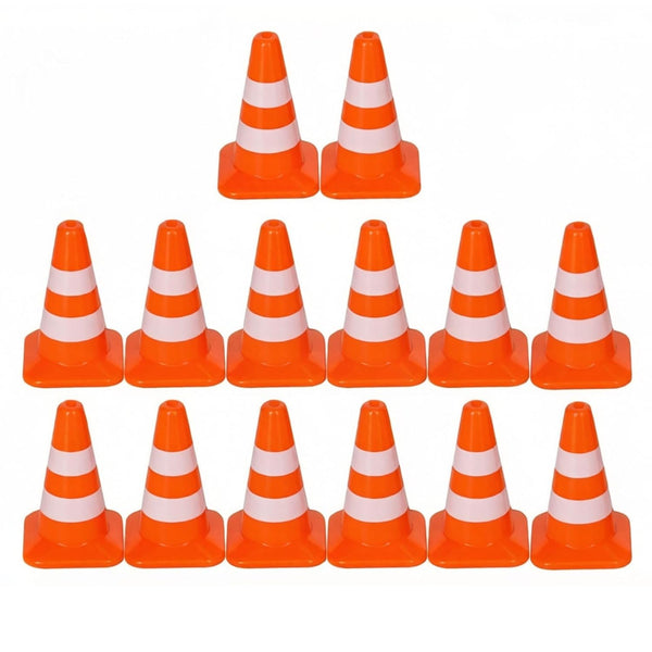 Essivox 14Pcs Mini Traffic Cone Set, Construction Safety Barriers, Road Block Cones, Model