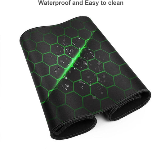 XL Large Abstract Green and Black Futuristic Gaming Mouse Pad, 31.5 x 11.8 Inch Extended Desk Mat for PC Laptop